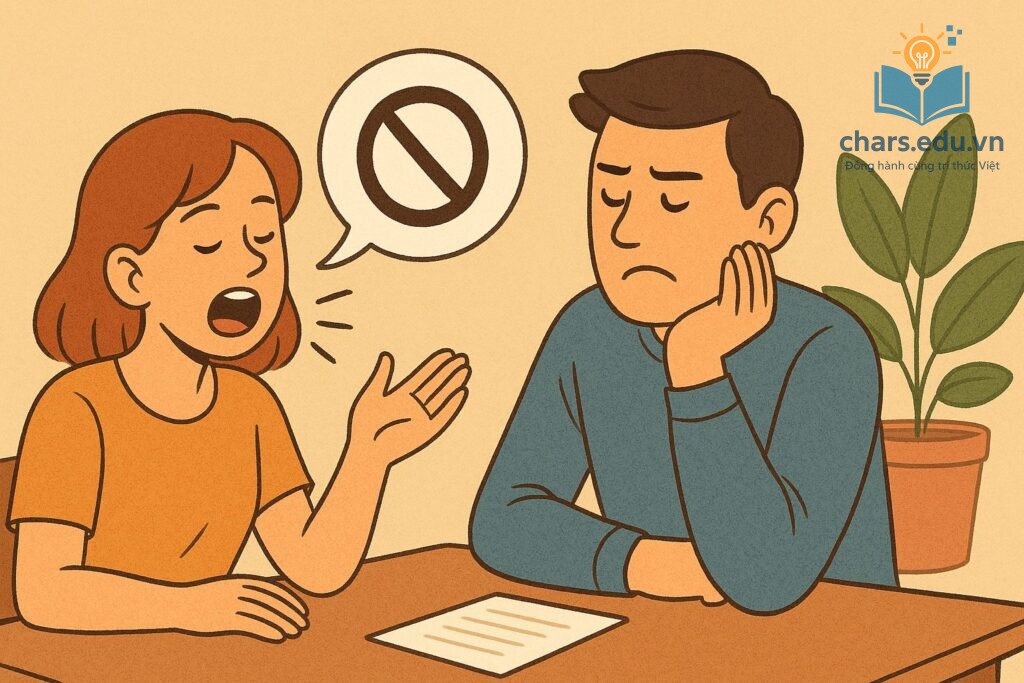 Những thói quen sai lầm như nói quá nhiều hay không lắng nghe có thể phá hỏng cuộc trò chuyện.