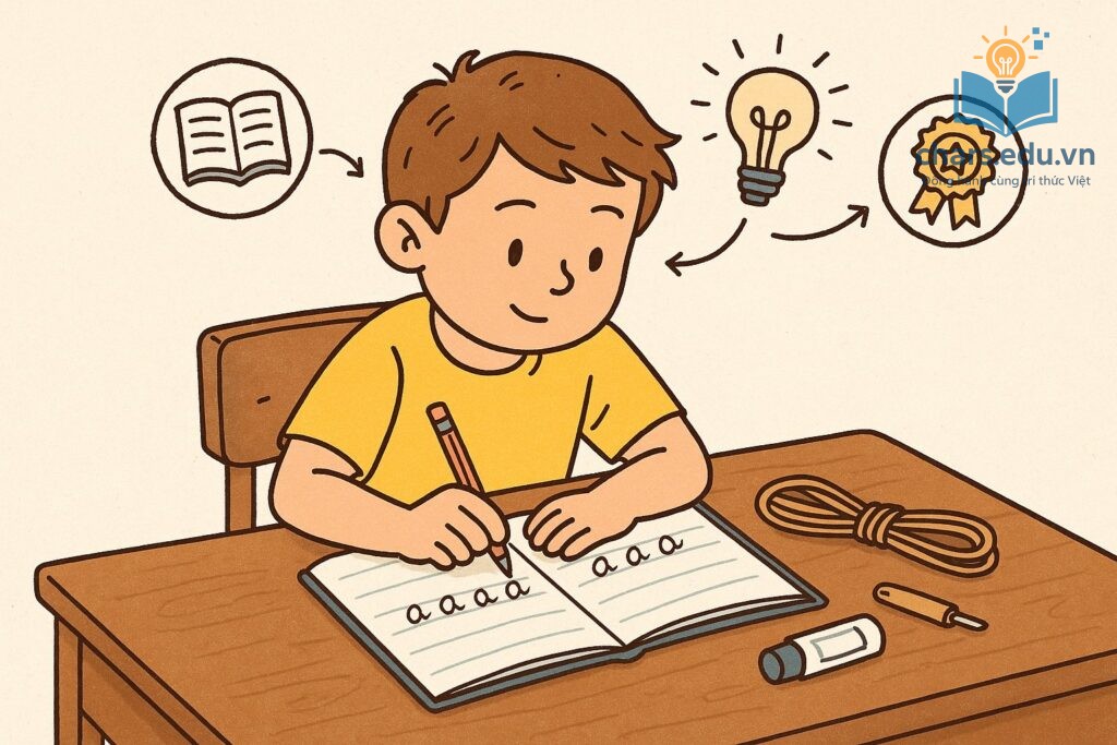 Dạy viết qua trò chơi và hoạt động nhóm giúp trẻ học vui vẻ, nhưng cần cân bằng giữa học và giải trí.