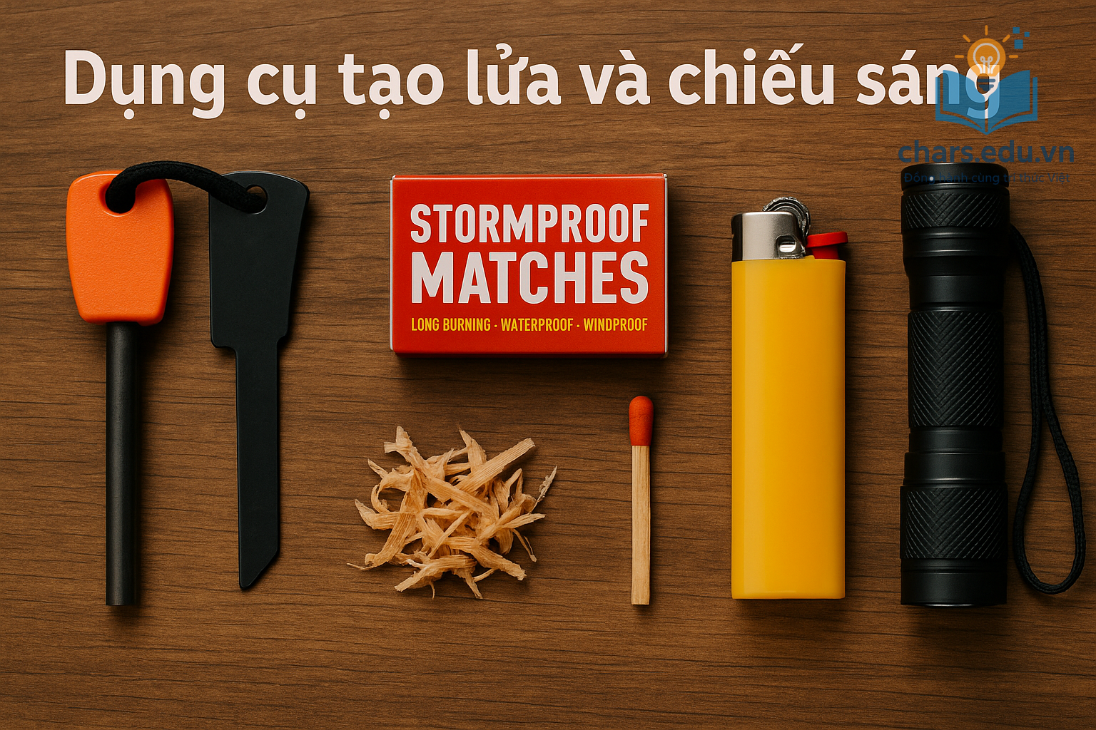 Dụng cụ tạo lửa và chiếu sáng giúp bạn nấu ăn, sưởi ấm và đảm bảo an toàn khi đi rừng.